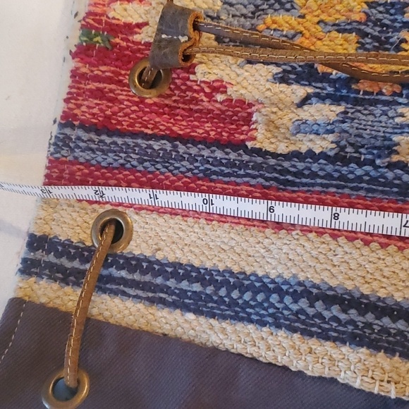 Myra Bag Southwest Leather CottonCarve Bucket Pockets Shoulder Bag NWOT - Picture 11 of 13